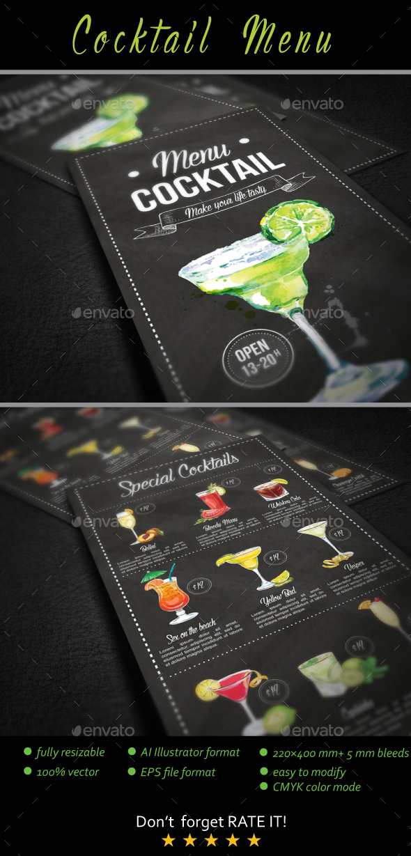 Cocktail Menu by Kukidizajn GraphicRiver